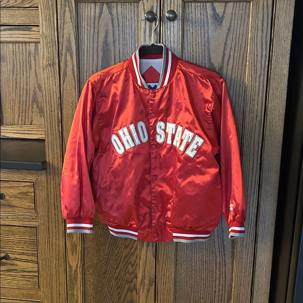 VINTAGE MIGHTY MAC OHIO STATE RED SATIN JACKET Kids size Medium 12-14